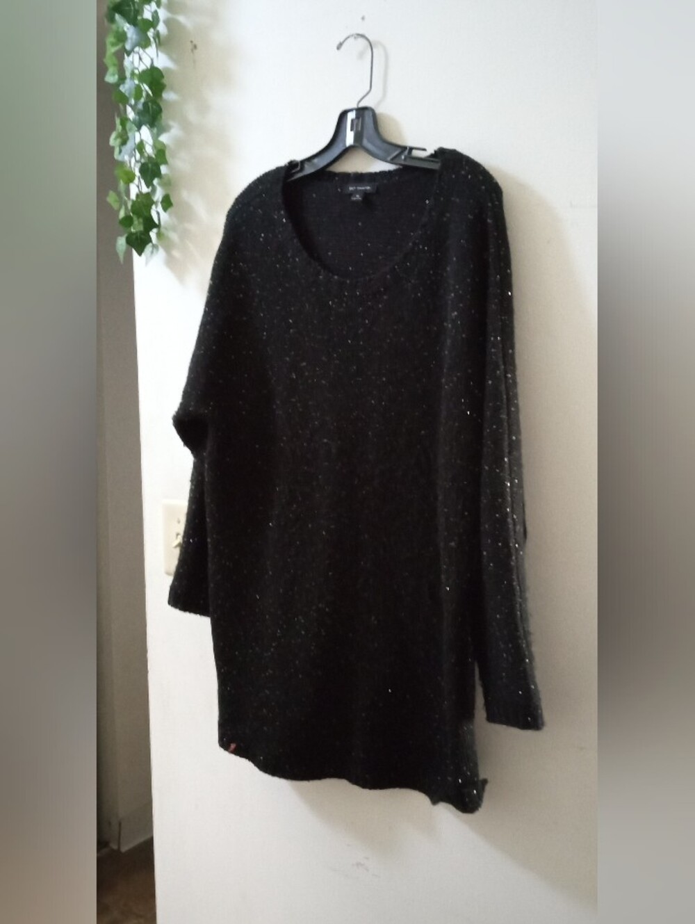 H by Halston Black Sequin Crewneck Sweater